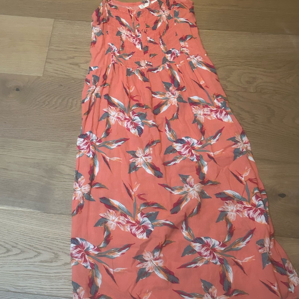 Roxy Coral with Floral Pattern Long Dress